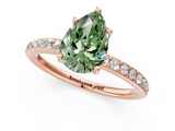 Rose gold Fancy Green Pear  Cut Diamond Pavé Band Ring with Four-Prong Setting_25