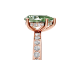 Rose gold Fancy Green Pear  Cut Diamond Pavé Band Ring with Four-Prong Setting_29