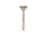 Rose gold Fancy Green Pear Cut Diamond Pavé Band Solitaire Ring with Prong Setting_66