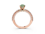 Rose gold Fancy Green Pear Cut Diamond Pavé Band Solitaire Ring with Prong Setting_67