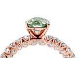 Rose gold Fancy Green Pear Cut Diamond Pavé Band Solitaire Ring with Prong Setting_68
