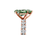 Rose gold Fancy Green Pear Cut Diamond Pavé Band Solitaire Ring with Prong Setting_69