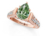 Rose gold Fancy Green Pear  Cut Diamond Pavé Band Solitaire with Four-Prong Setting_16