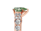 Rose gold Fancy Green Pear  Cut Diamond Pavé Band Solitaire with Four-Prong Setting_20