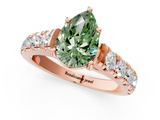 Rose gold Fancy Green Pear  Cut Diamond Pavé Band Solitaire with Four-Prong Setting_4