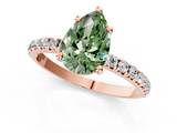 Rose gold Fancy Green Pear  Cut Diamond Pavé Band Solitaire with Four-Prong Setting_4