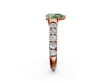 Rose gold Fancy Green Pear  Cut Diamond Pavé Band Solitaire with Four-Prong Setting_5