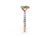 Rose gold Fancy Green Pear  Cut Diamond Pavé Band Solitaire with Four-Prong Setting_5