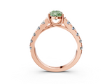 Rose gold Fancy Green Pear  Cut Diamond Pavé Band Solitaire with Four-Prong Setting_6