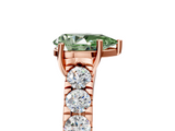 Rose gold Fancy Green Pear  Cut Diamond Pavé Band Solitaire with Four-Prong Setting_8