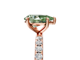Rose gold Fancy Green Pear  Cut Diamond Pavé Band Solitaire with Four-Prong Setting_8