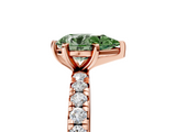 Rose gold Fancy Green Pear  Cut Diamond Pavé Band with Four-Prong Setting_25