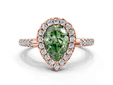 Rose gold Fancy Green Pear Cut Diamond Pavé Halo Ring with Four-Prong Setting_36