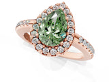 Rose gold Fancy Green Pear Cut Diamond Pavé Halo Ring with Four-Prong Setting_37