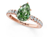Rose gold Fancy Green Pear Cut Diamond Pavé Solitaire Engagement Ring with Four-Prong Setting_71