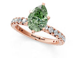 Rose gold Fancy Green Pear Cut Diamond Pavé Solitaire Ring with Round Band and Prong Setting_13
