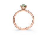 Rose gold Fancy Green Pear Cut Diamond Pavé Solitaire Ring with Round Band and Prong Setting_15