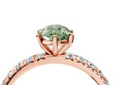 Rose gold Fancy Green Pear Cut Diamond Pavé Solitaire Ring with Round Band and Prong Setting_16
