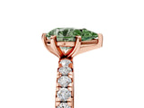 Rose gold Fancy Green Pear Cut Diamond Pavé Solitaire Ring with Round Band and Prong Setting_17