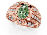 Rose gold Fancy Green Pear Cut Diamond Pave Art Deco Split Shank Ring with Four-Prong Setting_1