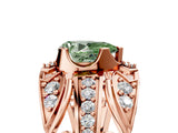 Rose gold Fancy Green Pear Cut Diamond Pave Art Deco Split Shank Ring with Four-Prong Setting_5