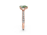 Rose gold Fancy Green Pear Cut Diamond Pave Band Solitaire Ring with Four-Prong Setting_60