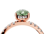 Rose gold Fancy Green Pear Cut Diamond Pave Band Solitaire Ring with Four-Prong Setting_62