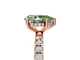 Rose gold Fancy Green Pear Cut Diamond Pave Band Solitaire Ring with Four-Prong Setting_63