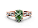 Rose gold Fancy Green Pear  Cut Diamond Pave Band with Four-Prong Setting_37