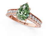 Rose gold Fancy Green Pear  Cut Diamond Pave Band with Four-Prong Setting_38