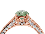 Rose gold Fancy Green Pear  Cut Diamond Pave Band with Four-Prong Setting_41
