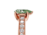 Rose gold Fancy Green Pear  Cut Diamond Pave Band with Four-Prong Setting_42