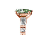 Rose gold Fancy Green Pear  Cut Diamond Ring with Baguette Side Stones, Channel Set Band, and Four-Prong Setting_29