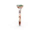 Rose gold Fancy Green Pear  Cut Diamond Ring with Baguette Side Stones, Channel Set Band, and Four-Prong Setting_5