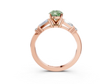Rose gold Fancy Green Pear  Cut Diamond Ring with Baguette Side Stones, Channel Set Band, and Four-Prong Setting_6