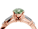 Rose gold Fancy Green Pear  Cut Diamond Ring with Baguette Side Stones, Channel Set Band, and Four-Prong Setting_7