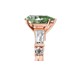 Rose gold Fancy Green Pear  Cut Diamond Ring with Baguette Side Stones, Channel Set Band, and Four-Prong Setting_8