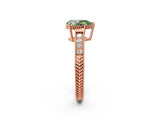 Rose gold Fancy Green Pear Cut Diamond Ring with Milgrain Pavé Band and Four-Prong Setting_17
