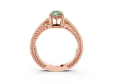 Rose gold Fancy Green Pear Cut Diamond Ring with Milgrain Pavé Band and Four-Prong Setting_18