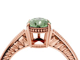 Rose gold Fancy Green Pear Cut Diamond Ring with Milgrain Pavé Band and Four-Prong Setting_19