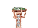 Rose gold Fancy Green Pear Cut Diamond Ring with Milgrain Pavé Band and Four-Prong Setting_20