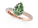 Rose gold Fancy Green Pear  Cut Diamond Ring with Pavé Band and Four-Prong Setting_47