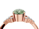 Rose gold Fancy Green Pear Cut Diamond Ring with Side Stones and Four-Prong Setting_137