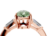 Rose gold Fancy Green Pear  Cut Diamond Ring with Tapered Baguette Side Stones in Four-Prong Setting_7