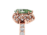 Rose gold Fancy Green Pear Cut Diamond Scalloped Halo Engagement Ring with Round Shared Prong Band_17