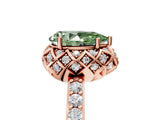 Rose gold Fancy Green Pear Cut Diamond Scalloped Halo Engagement Ring with Round Shared Prong Band_29