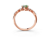 Rose gold Fancy Green Pear Cut Diamond Scattered Round Accent Ring with Prong Setting_15