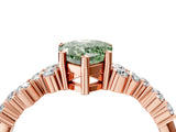 Rose gold Fancy Green Pear Cut Diamond Scattered Round Accent Ring with Prong Setting_16
