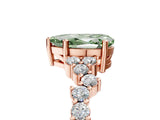 Rose gold Fancy Green Pear Cut Diamond Scattered Round Accent Ring with Prong Setting_17