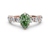 Rose gold Fancy Green Pear Cut Diamond Side Stone Engagement Ring with Four-Prong Setting_36